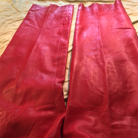 Arin Couture Ltd. Red leather vintage pants sz18/ lined/not hemmed/high waisted - Picture 7 of 15